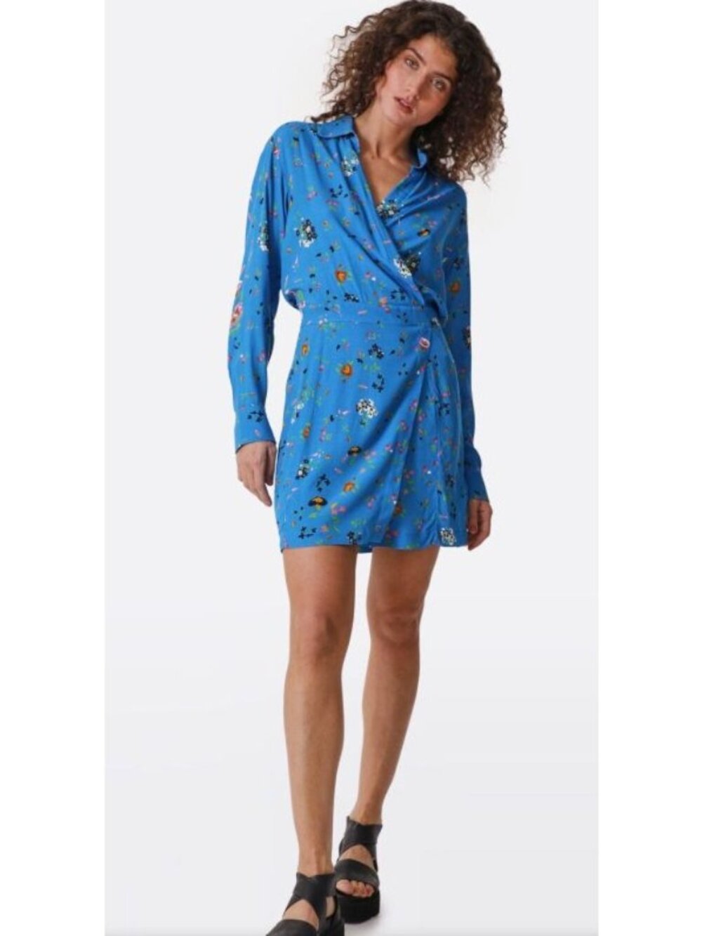 NWT Zadig & Voltaire Ravy Crepe Mini Dress Blue Floral Size XS $478 [jb]